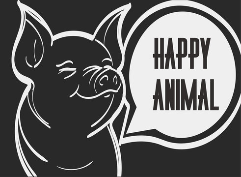 Vector picture of pig. Hand drawn vector illustration, eps 10