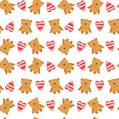 Seamless pattern with teddy bear vector illustration