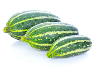Cantaloupe melon (Cucumis melo) young on white background.