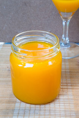 Fresh orange juice in jar