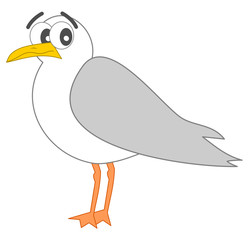 Obraz premium cute cartoon seagull vector illustration isolated on white background