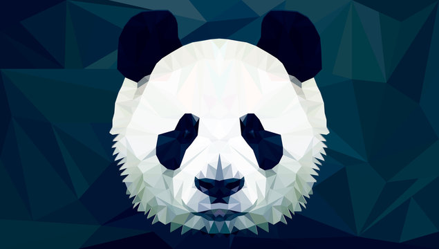 Panda Head Polygon Isolated Vector