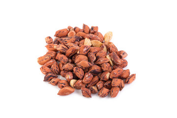 roasted tiger peanuts on white background