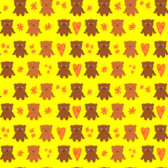 Seamless pattern with teddy bear vector illustration