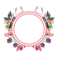 flat design flower frame icon vector illustration