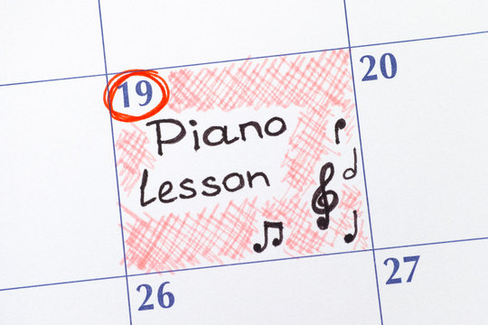 Reminder Piano Lesson in calendar