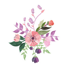 flat design delicate flower icon vector illustration
