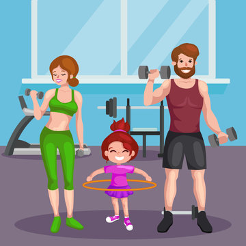 sport family vector set. fitness gym, fitness people, fitness concept, Fitness woman and man, child fitness