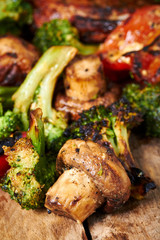 Grilled meat and vegetables