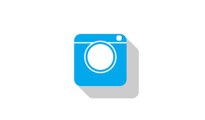 Vector camera icon with long shadow on white background