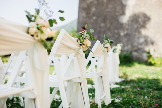 Wedding Chair Cover With Flowers Decoration