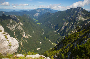 Naklejka premium Logar valley, view from Kamnik saddle, Slovenia