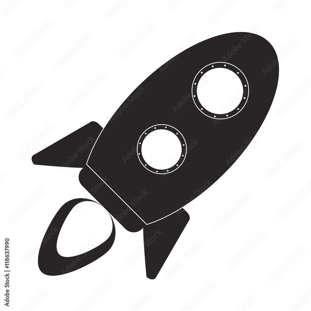 Wall mural flat design toy rocket icon vector illustration