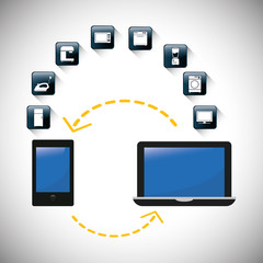 laptop smartphone internet of things technology digital app appliances icon set. Flat illustration. Vector illustration