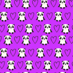 Obraz premium Seamless pattern with panda bear vector illustration