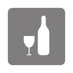 flat design wine bottle and glass icon vector illustration