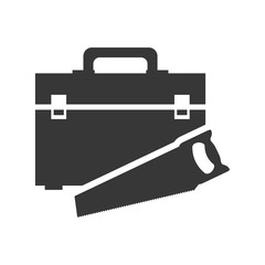 saw tool kit box repair construction silhouette icon. Flat and Isolated design. Vector illustration
