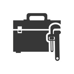 wrench tool kit box repair construction silhouette icon. Flat and Isolated design. Vector illustration