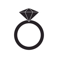 flat design ring with precious stone icon vector illustration