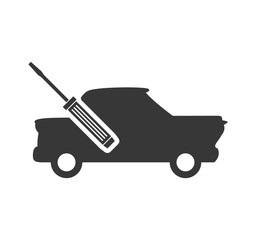 screwdriver tool repair car automobile silhouette icon. Flat and Isolated design. Vector illustration