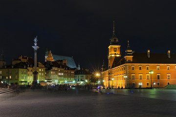 Night view of  Old Town in Warsaw, Poland