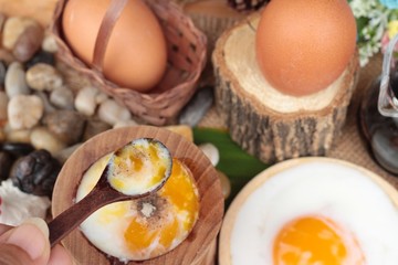Onsen egg or soft-boiled egg is delicious.