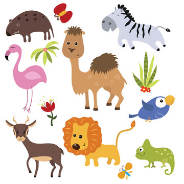 Vector set of different african animals
