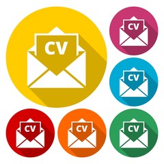 Curriculum vitae (resume) opened envelope concept, CV resume icon