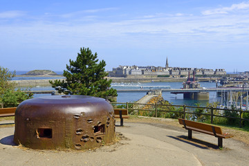 Loopholes military bunker from World War II of Saint Malo in Brittany, France. The Atlantic Wall...