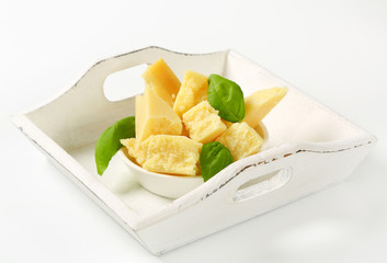 Pieces of Parmesan cheese