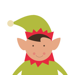 elf merry christmas celebration icon. Flat and Isolated design. Vector illustration