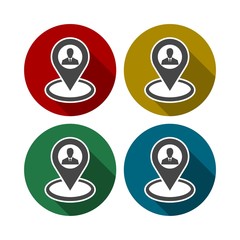 Flat user location icon set