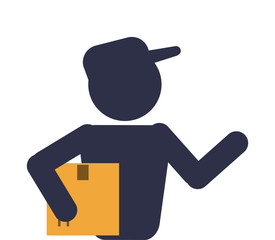 box package man delivery shipping icon. Flat and Isolated design. Vector illustration