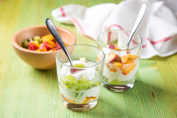Healthy fruit salad with yoghurt