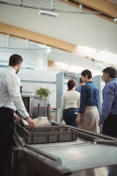 Passengers passing through security check