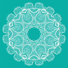Round decorative ornament, color floral pattern, vector illustration