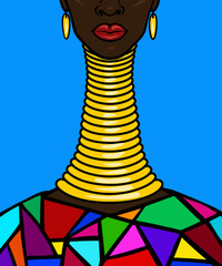 Traditions. Girl with a ring around the neck
