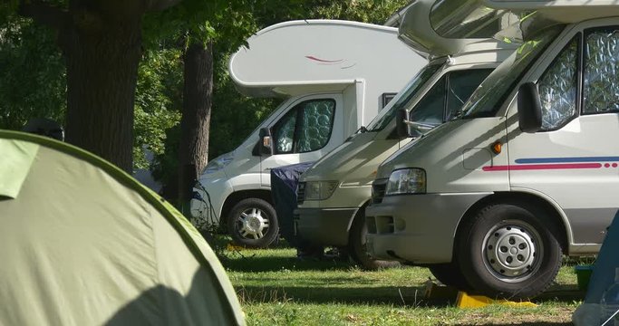 Camping trailers and a tent