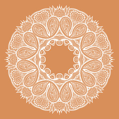 Round decorative ornament, color floral pattern, vector illustration