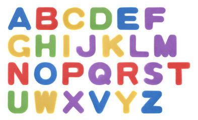 Colorful foam alphabet isolated on white