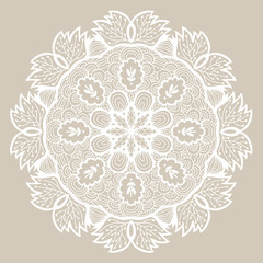 Round decorative ornament, color floral pattern, vector illustration