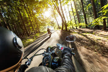 Fototapeta premium Motorcycle drivers riding on motorway