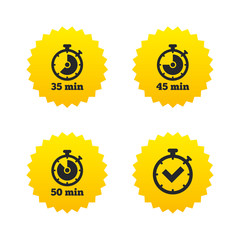 Timer icons. Fifty minutes stopwatch symbol.