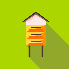 Beehive icon in flat style with long shadow. Bee house symbol