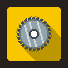 Drive for saw icon in flat style with long shadow. Cutting symbol