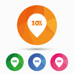 10 percent sale pointer tag sign icon.