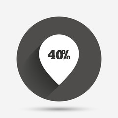 40 percent sale pointer tag sign icon.
