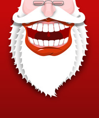 Jolly Santa Claus. Joyful grandfather with white beard. Broad sm