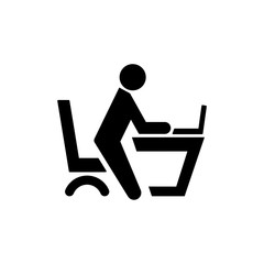Businessman working on computer. Web icons for business, finance and communication. Vector. 