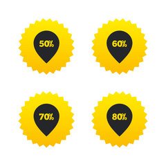 Sale pointer tag icons. Discount symbols.